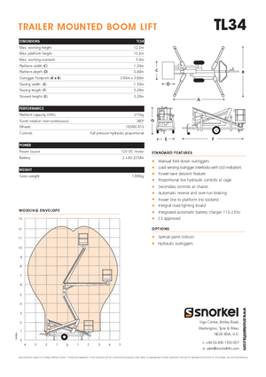 Vontatható csuklógémes munkaállványok Snorkel TL34
