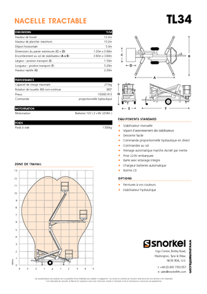 Vontatható csuklógémes munkaállványok Snorkel TL34