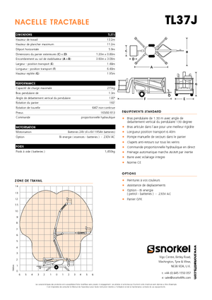 Vontatható csuklógémes munkaállványok Snorkel TL37J