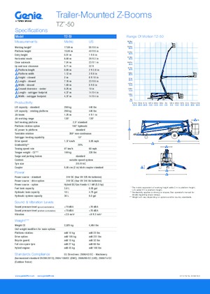 Vontatható csuklógémes munkaállványok Genie TZ™-50