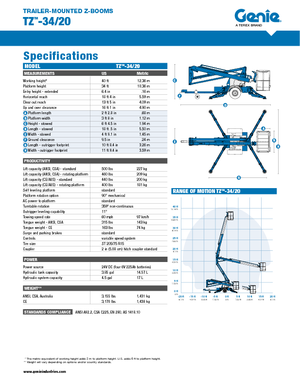Vontatható csuklógémes munkaállványok Genie TZ 34/20