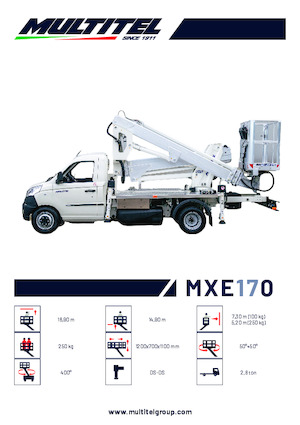 Tehergépkocsira szerelt csuklógémes munkaállványok Multitel MXE 170