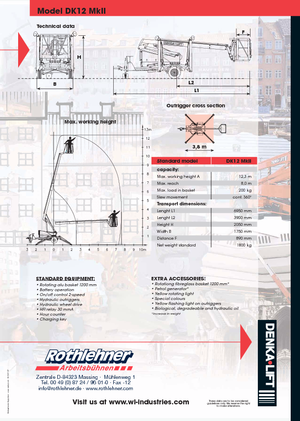 Vontatható csuklógémes munkaállványok Denka-Lift - Rothlehner DK 12 MK II