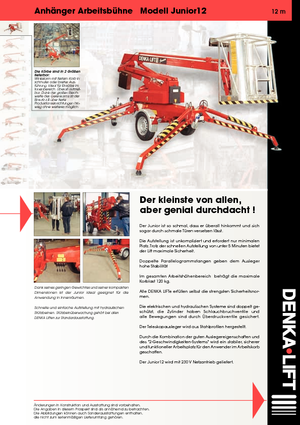 Tehergépkocsira szerelt csuklógémes munkaállványok Denka-Lift - Rothlehner Junior 12