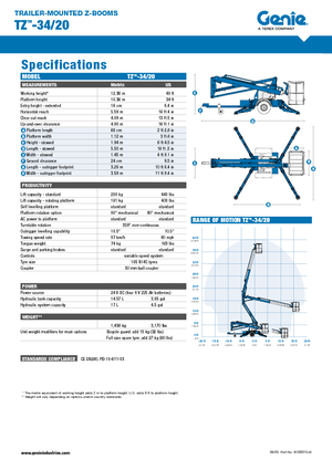 Vontatható csuklógémes munkaállványok Genie TMZ 34/20 DC
