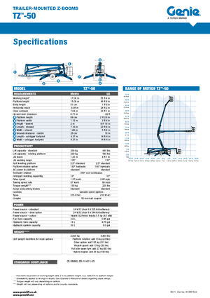 Vontatható csuklógémes munkaállványok Genie TMZ 50/30