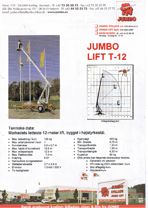 Vontatható teleszkópos munkaállványok Jumbo Lift T 12