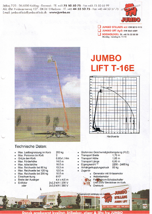 Vontatható teleszkópos munkaállványok Jumbo Lift T 16 E
