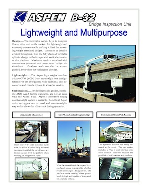 Tehergépkocsira szerelt csuklógémes munkaállványok Aspen Aerials  B-32