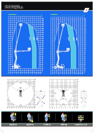 Tehergépkocsira szerelt csuklógémes munkaállványok Socage DA 424 forSte