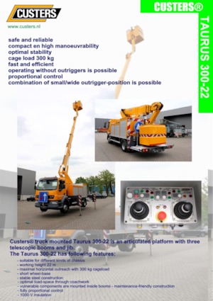 Tehergépkocsira szerelt csuklógémes munkaállványok Custers Taurus 300-22