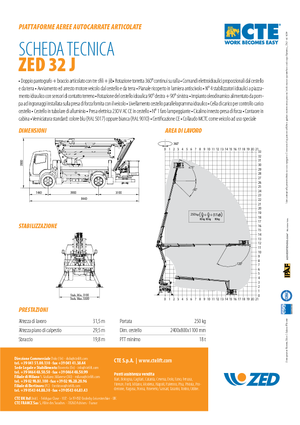 Tehergépkocsira szerelt csuklógémes munkaállványok CTE ZED 32 J