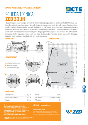 Tehergépkocsira szerelt csuklógémes munkaállványok CTE ZED 32 JH