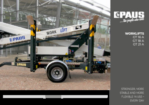 Tehergépkocsira szerelt csuklógémes munkaállványok Paus GT 18 A