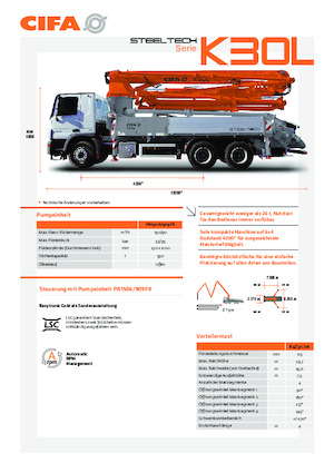 Tehergépkocsira szerelt betonszivattyúk CIFA K30L 