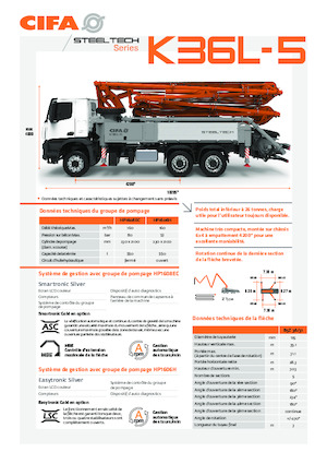 Tehergépkocsira szerelt betonszivattyúk CIFA K36L-5