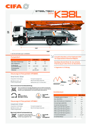 Tehergépkocsira szerelt betonszivattyúk CIFA K38L