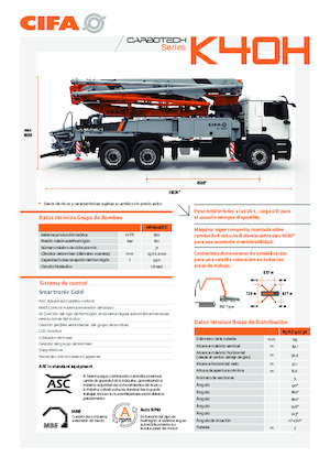 Tehergépkocsira szerelt betonszivattyúk CIFA K40H
