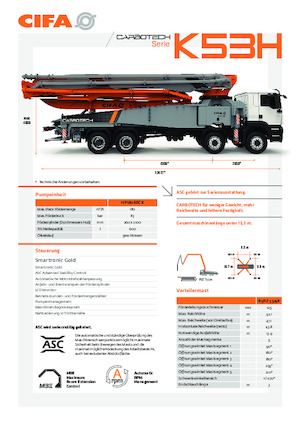 Tehergépkocsira szerelt betonszivattyúk CIFA K53H