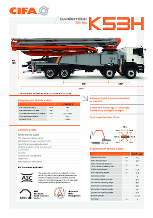 Tehergépkocsira szerelt betonszivattyúk CIFA K53H