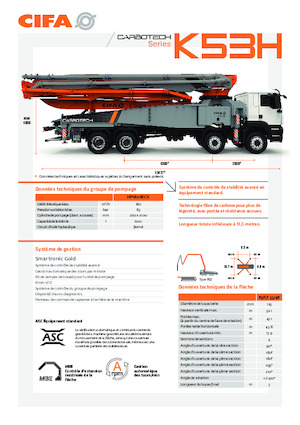 Tehergépkocsira szerelt betonszivattyúk CIFA K53H