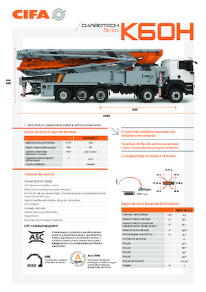 Tehergépkocsira szerelt betonszivattyúk CIFA K60H
