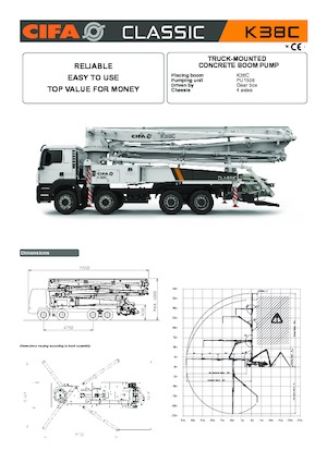 Tehergépkocsira szerelt betonszivattyúk CIFA K38C
