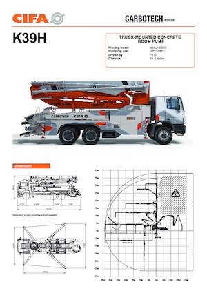 Tehergépkocsira szerelt betonszivattyúk CIFA K39H