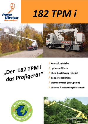 Tehergépkocsira szerelt teleszkópos munkaállványok France Elévateur 182 TPM