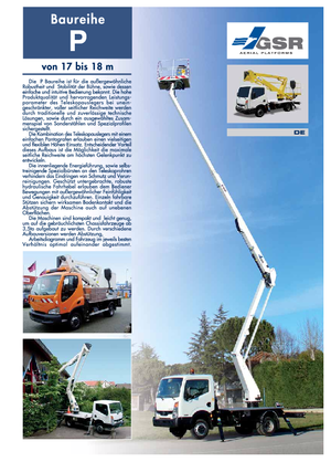 Tehergépkocsira szerelt csuklógémes munkaállványok GSR E 180 P Comfort