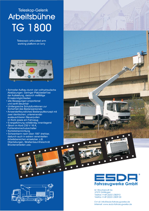 Tehergépkocsira szerelt csuklógémes munkaállványok Esda TG 1800
