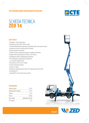 Tehergépkocsira szerelt csuklógémes munkaállványok CTE Z 14