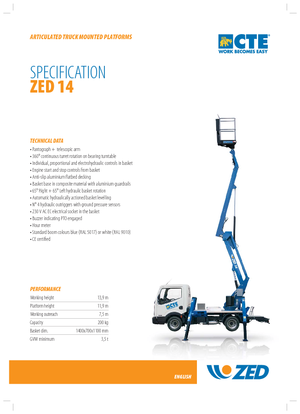 Tehergépkocsira szerelt csuklógémes munkaállványok CTE Z 14