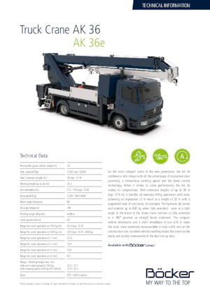 Tehergépkocsira szerelt teleszkópos daruk Böcker AK 37