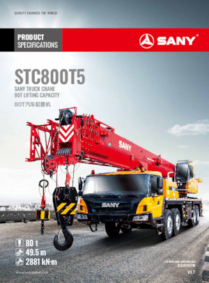 Tehergépkocsira szerelt teleszkópos daruk Sany STC800T5