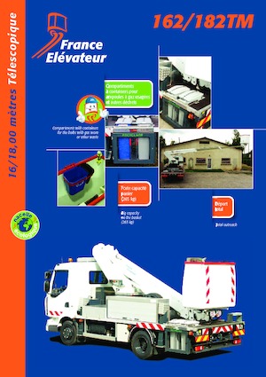 Tehergépkocsira szerelt teleszkópos munkaállványok France Elévateur 182 TM