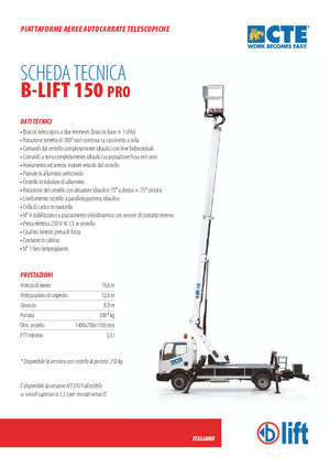 Tehergépkocsira szerelt teleszkópos munkaállványok CTE B-Lift 150 Pro