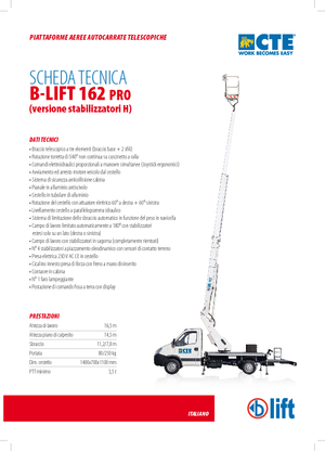 Tehergépkocsira szerelt teleszkópos munkaállványok CTE B-Lift 162 Pro-H