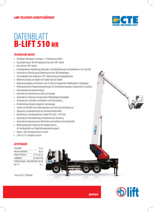 Tehergépkocsira szerelt teleszkópos munkaállványok CTE B-Lift 510 HR