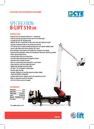 Tehergépkocsira szerelt teleszkópos munkaállványok CTE B-Lift 510 HR