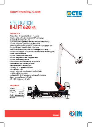 Tehergépkocsira szerelt teleszkópos munkaállványok CTE B-Lift 620 HR