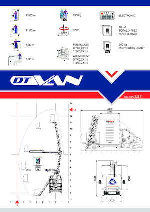 Tehergépkocsira szerelt teleszkópos munkaállványok CELA DT VAN