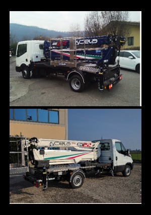 Tehergépkocsira szerelt teleszkópos munkaállványok CELA DT22