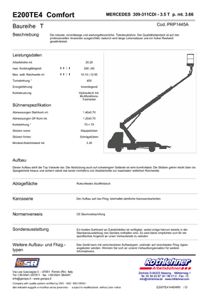 Tehergépkocsira szerelt teleszkópos munkaállványok GSR E200T E4 Comfort