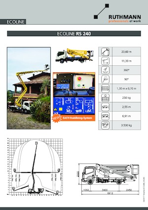 Vontatható csuklógémes munkaállványok Ruthmann ECOLINE RS 240