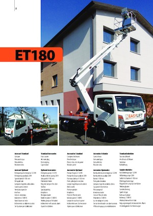 Tehergépkocsira szerelt teleszkópos munkaállványok Easy Lift ET180 
