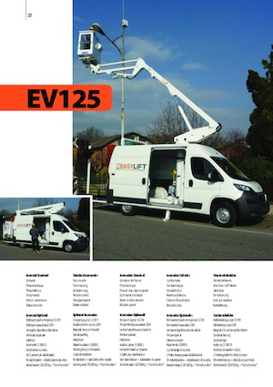 Tehergépkocsira szerelt teleszkópos munkaállványok Easy Lift EV125 