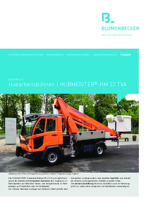 Tehergépkocsira szerelt teleszkópos munkaállványok Blumenbecker - Hubmeister® HM 22 TVA
