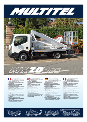 Tehergépkocsira szerelt csuklógémes munkaállványok Multitel MX 200 DS