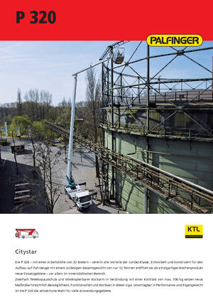 Tehergépkocsira szerelt teleszkópos munkaállványok Palfinger P 320